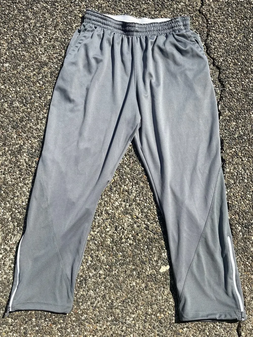 Vtg Y2K Nike Air Jordan Dri-Fit athletic pant zipper ankle 2XL grey white stripe